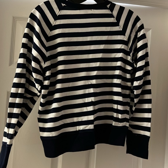 Jcrew navy and white striped sweatshirt size large. Nice lightweight layer - Picture 3 of 3